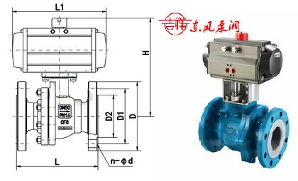 氣動襯氟球閥結(jié)構(gòu)圖